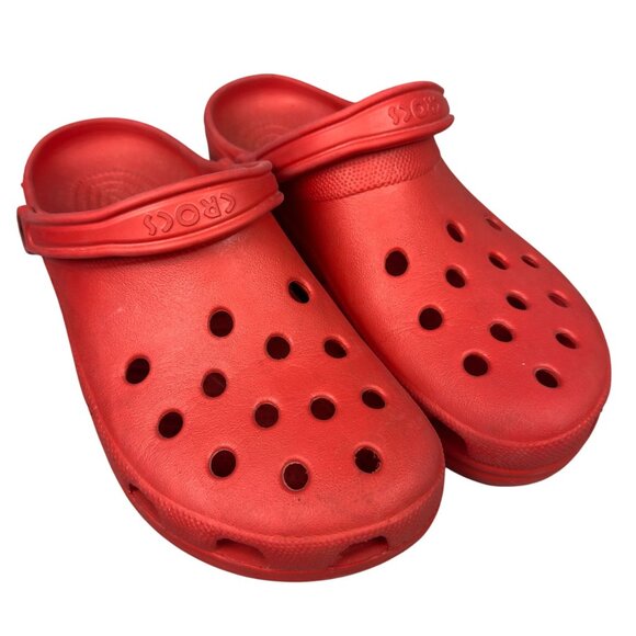 Crocs Classic Clog Unisex 12 Red Mules Lightweight Ventilation Back Strap - Picture 3 of 9